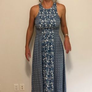 Blue and white Floral and paisley sundress.